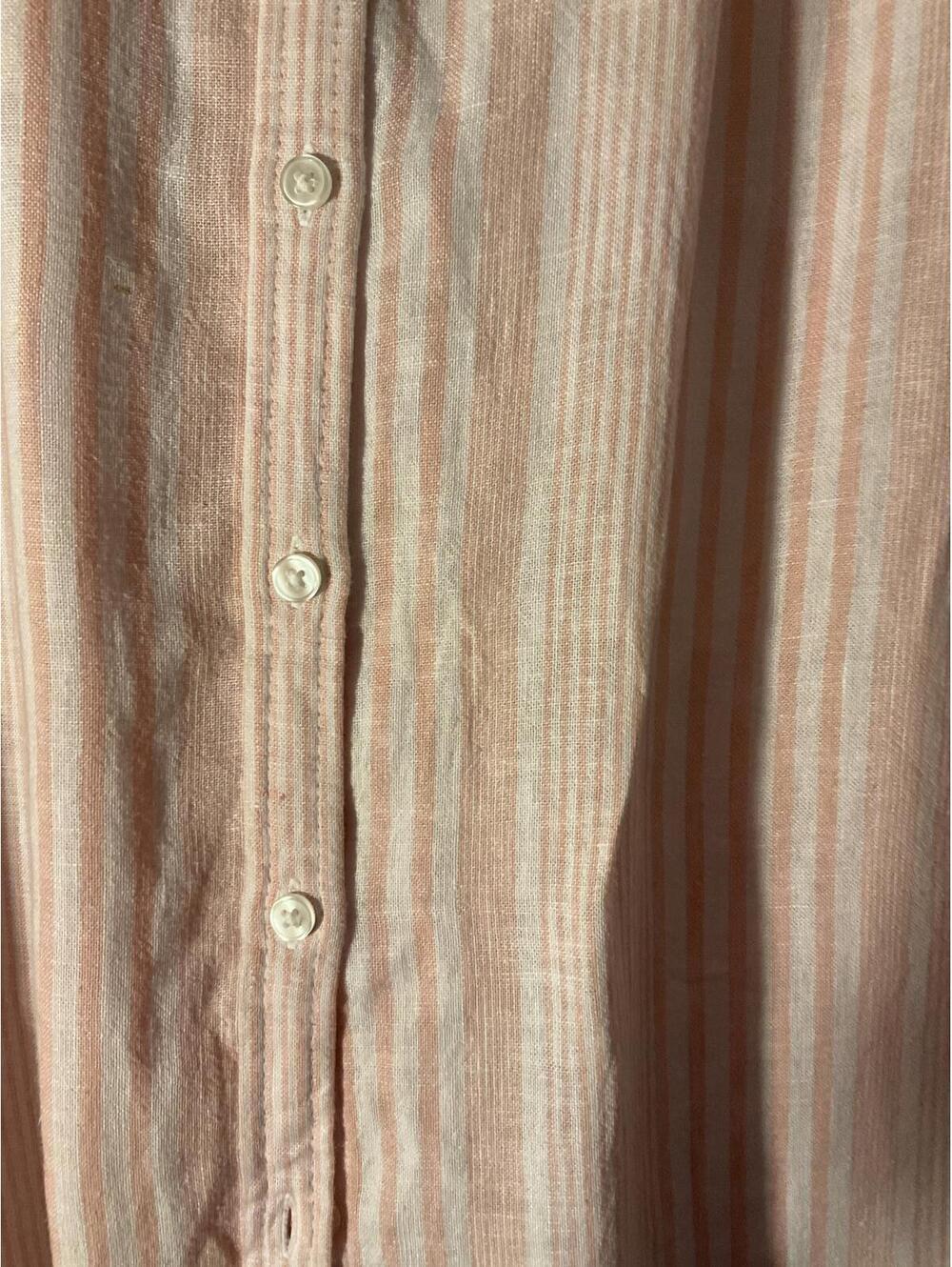 Time and Tru Oversized Pink Striped Linen Blend Button Up Shirt Size 2X - Picture 4 of 8